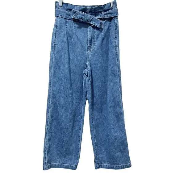 Madewell Paperbag Wide Leg Crop Jeans 27 Bygrove Wash - Picture 2 of 5